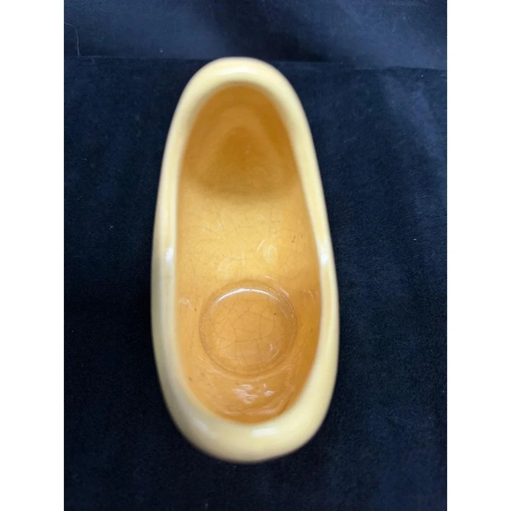 Vintage Crescent Moon Mini Planter Yellow Crackled Paint Celestial Boho Cottage